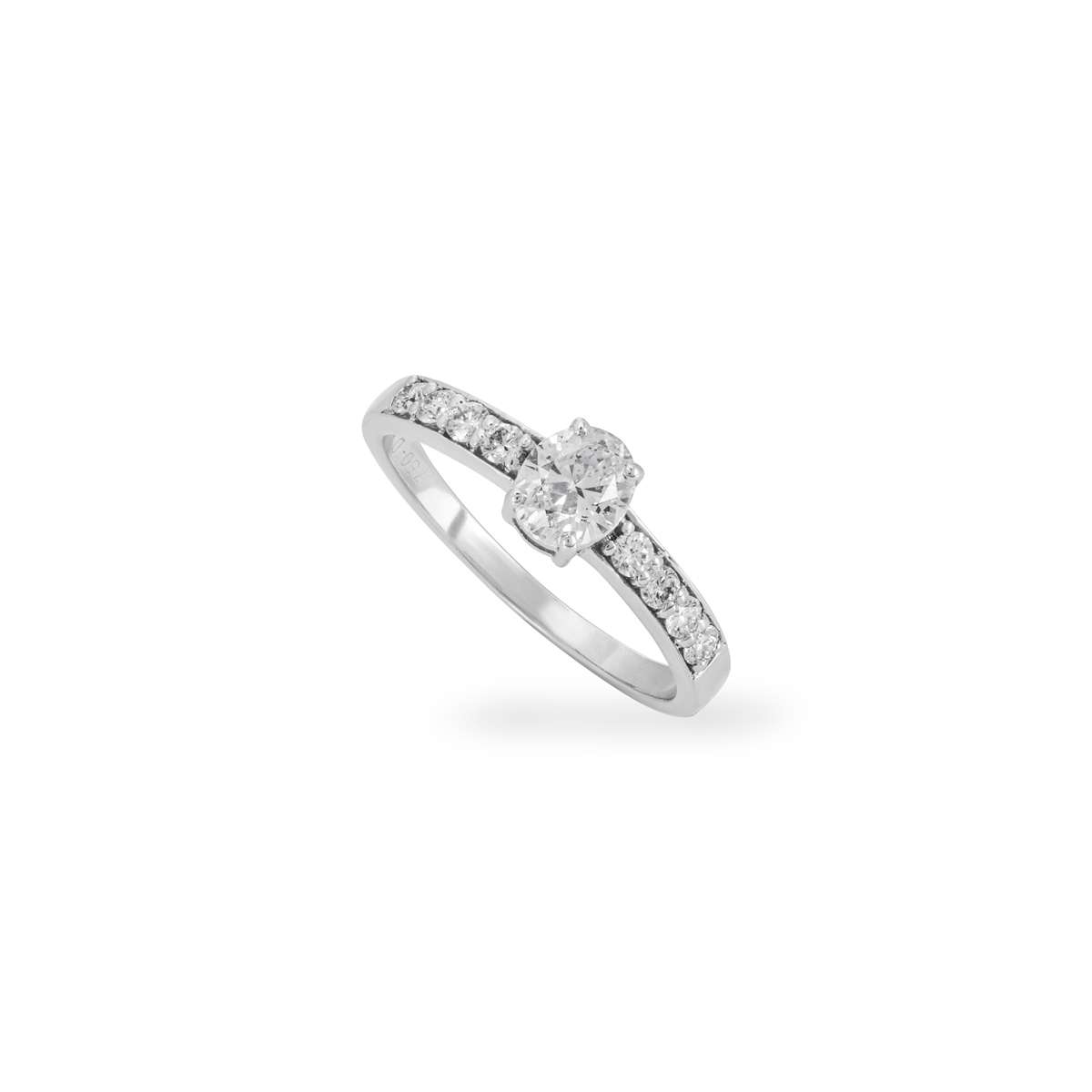 White Gold Oval Cut Diamond Ring 0.54ct I/SI | Rich Diamonds